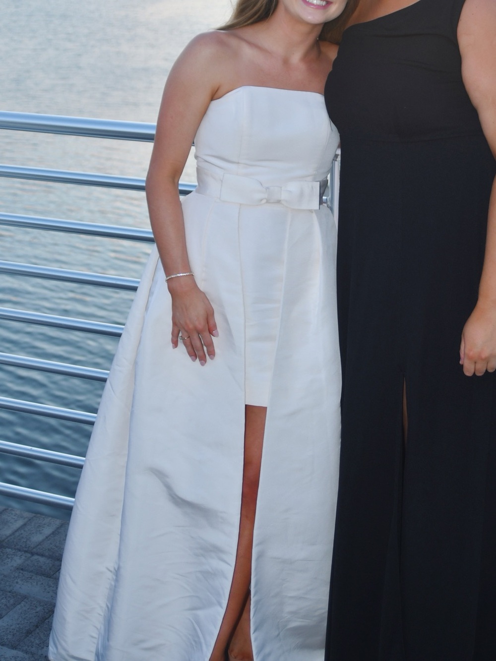Alexia Maria strapless dress with skirt cape